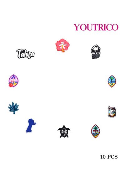 Youtrico 10pcs Cartoon Summer Island Jibbitz Charms for Crocs - Slipper Ornament