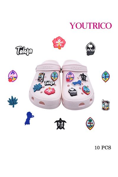 Youtrico 10pcs Cartoon Summer Island Jibbitz Charms for Crocs - Slipper Ornament