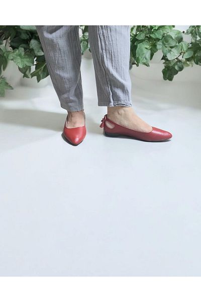 GokceKundura06 Women's Real Leather Back Open Tassel Design Home, Office Ballet Flats