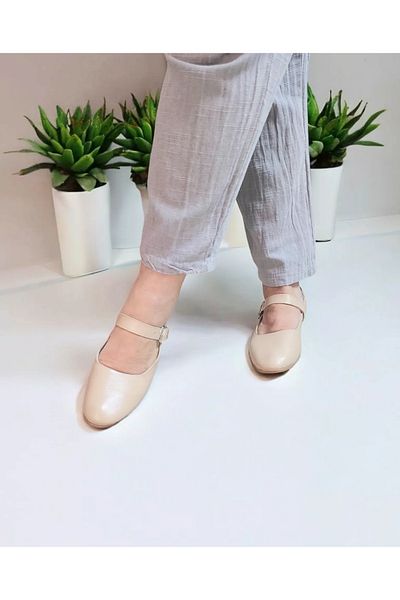 GokceKundura06 Daily Buckle Adjustable Genuine Leather Mary Jane Shoes