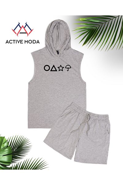 ACTIVE MODA Set de 2 pantaloni scurți pentru gimnastică pentru bărbați imprimați GAME OVER