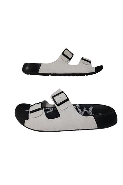 MULEX Flat Heeled Double Strap Buckle Casual and Comfortable Women's Slippers