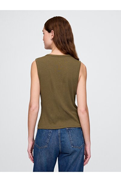 GAP Kadın Haki Modern Fitilli Hırka Yelek