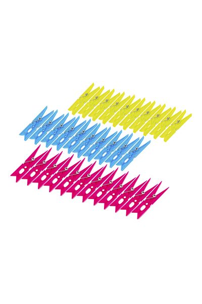OEM Set of 32 clothes hooks, with metal spring, made of plastic, 98 x 23x 12 mm, 41103, multicolor