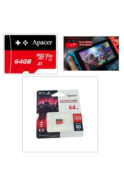 Apacer MicroSDXC card 64 GB, UHS-I, U3, V30, Apacer A1 Gaming, without adapter
