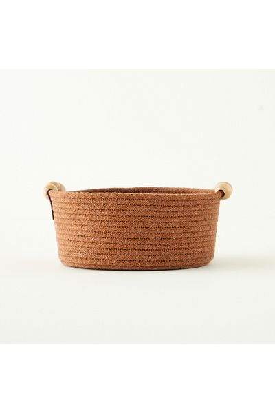 Bella Maison Кошница от 100% памук с мъниста и дръжки Linoa, кафява (19x19x8 см)