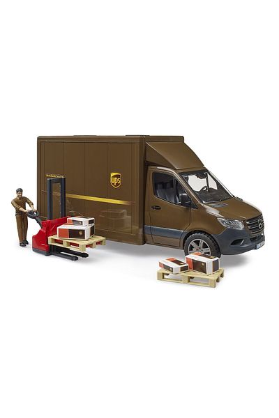 Bruder Mercedes Benz Sprinter UPS cu sofer si accesorii, Bruder 02678