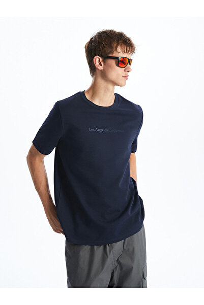 LC Waikiki Tricou pentru bărbați din bumbac fin cu imprimeu cu guler rotund d...