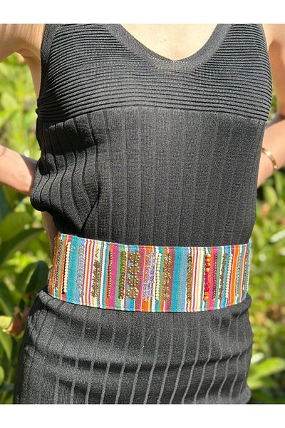 Gönülden Tasarım ДАМСКИ КОЛАН С ПАЙЕТИ И МЪНИСТА С ЕТНИЧЕСКИ ДИЗАЙН, 92X6 СМ