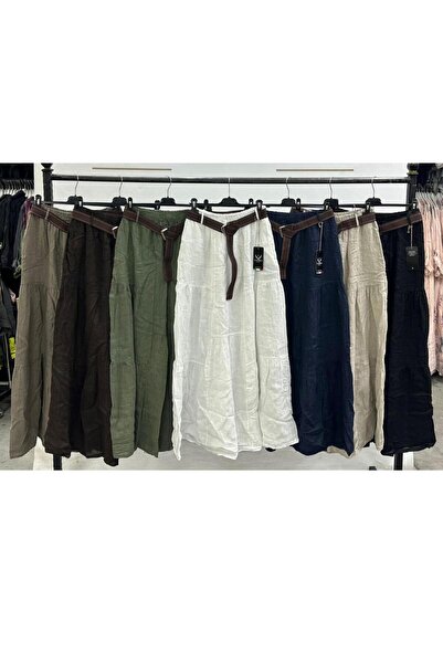 Tuana Otantik Italian Linen Skirt with Belt Detail