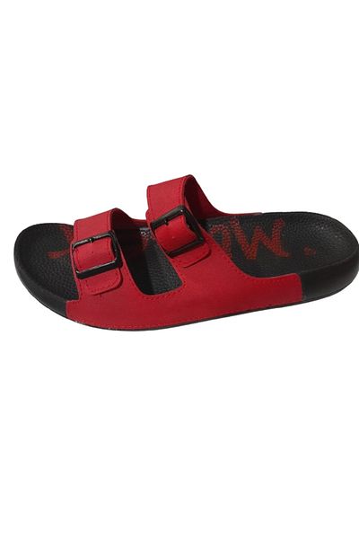MULEX Flat Heeled Double Strap Buckle Casual and Comfortable Women's Slippers
