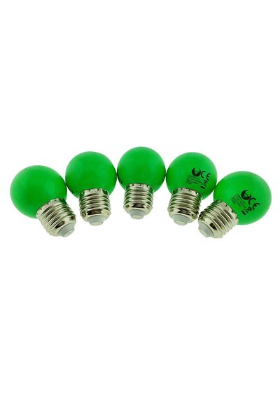 Forever Set de 5 becuri LED, E27 G45, Forever Light 92945, 2W, unghi larg 360°, verde