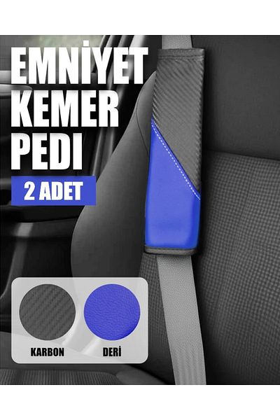 wimbledon Comfortdrive Seat Belt Pad Set - Neck and Shoulder Protector Belt Pad 2 Pack Black Blue