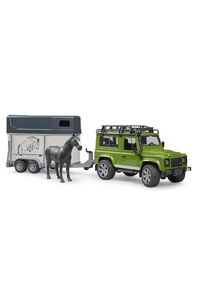 Bruder Land Rover Defender Station cu remorca de cai, Bruder 02592