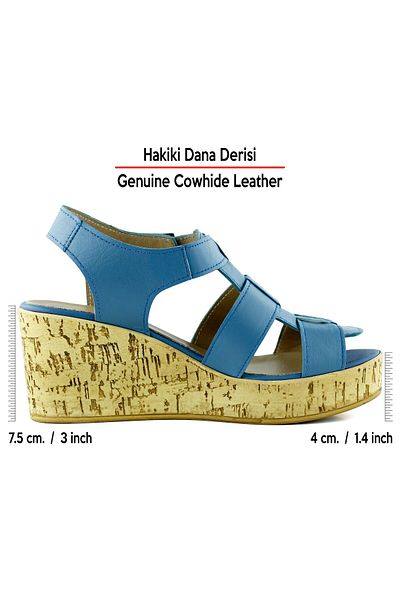 Erkan Saçmacı Sandale gladiator cu toc cu pană Xena Blue din piele de vițel autentică