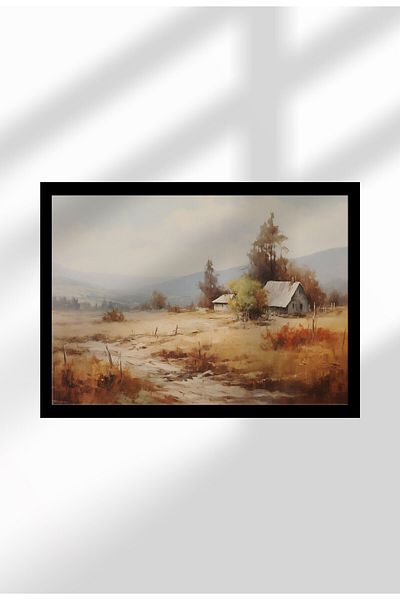 21mxm Imprimări digitale cu peisaje rustice pe pânză, artă cu viață la țară și natură, poster de perete fără ramă