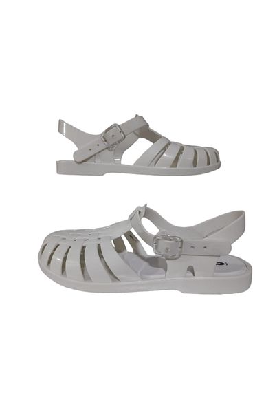 Cassy Gabi Plastic Transparent Buckle White Women's Sandals