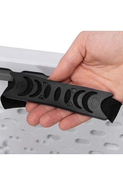 SERSIMO Banca pliabila, cu maner, HDPE si cadru metalic, 180x30x43 cm, alb/gri