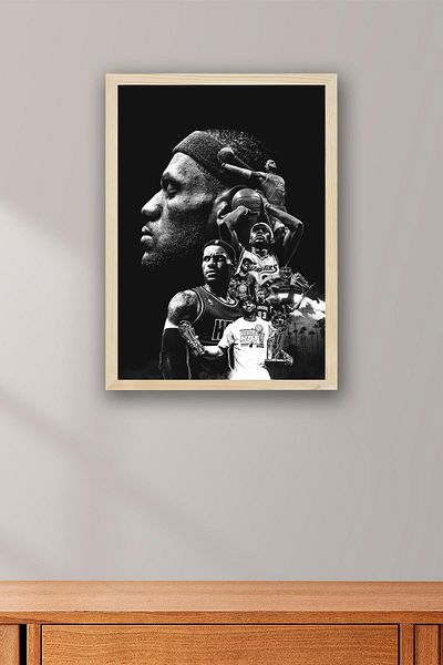 Saturn Lebron James Framed Painting - Basketball Nba Poster Painting