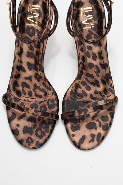 LuviShoes Jasmine Black Yellow Patterned Single Strap Women's Heeled Shoes