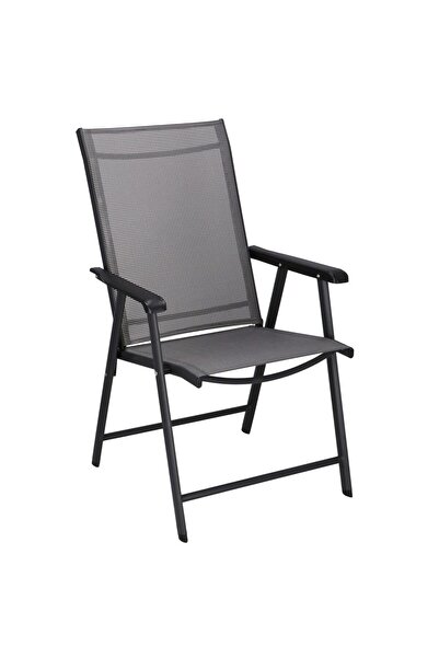 SERSIMO Scaun de gradina metalic, pliabil, 95x57x66cm, maxim 150kg, gri