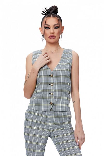 Atmosphere Fashion Short checked vest