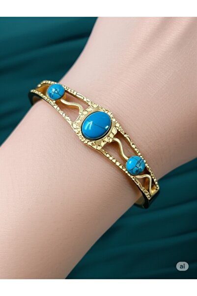 FAMEMUS ACCESSORY Gold Turquoise Stone Elegant Women's Bracelet