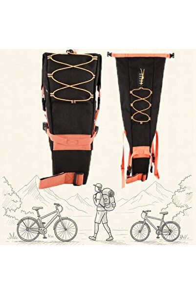 zola Τσάντα ποδηλάτου, τοποθέτηση κάτω από τη σέλα, χωρητικότητας 10 λίτρων, αδιάβροχη, 43 x 15 x 14 cm, μαύρη/πορτοκαλί