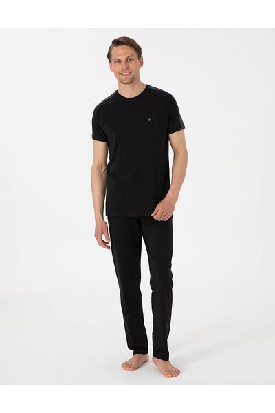 Pierre Cardin Men's Crew Neck Combed Cotton Short Sleeve Pajama Set