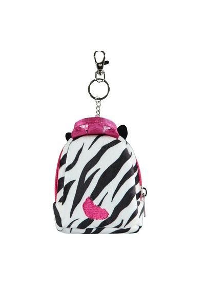 DIFUZED Mini backpack keychain, Squishmallows, Tracey zebra, pink hair design, 11x9x5 cm, Difuzed brand
