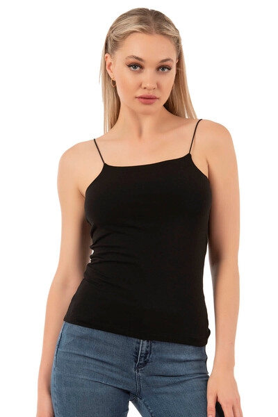 ÖZKAN underwear Özkan 27042 Women's 2-Pack Cotton Modal Black Stone Mixed Color Flexible Comfortable Thin Spaghetti Strap Y