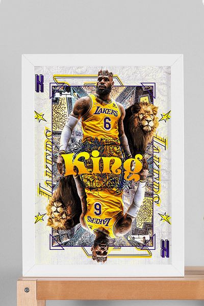 Saturn Lebron James Framed Painting - Basketball Nba Poster Painting