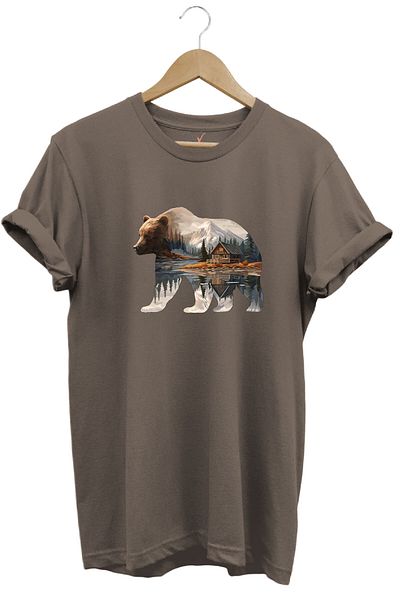 WİDİ Κυνήγι Camping Nature and Baraka Bear εμπριμέ 100% βαμβακερό μπλουζάκι με κανονική εφαρμογή