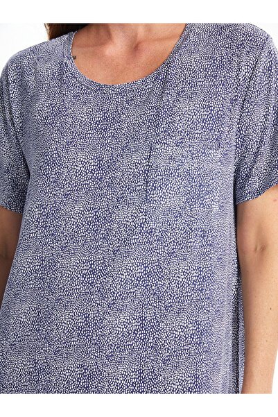 LC Waikiki Cămașă de noapte pentru femei cu mâneci scurte cu model violet