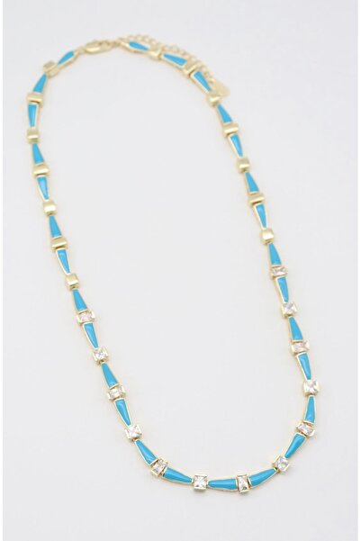 MODA Çelik VIP Kolye (50 cm) – Mavi Taş Detaylı Şık Kadın Tasarımı, Hediye Pa...