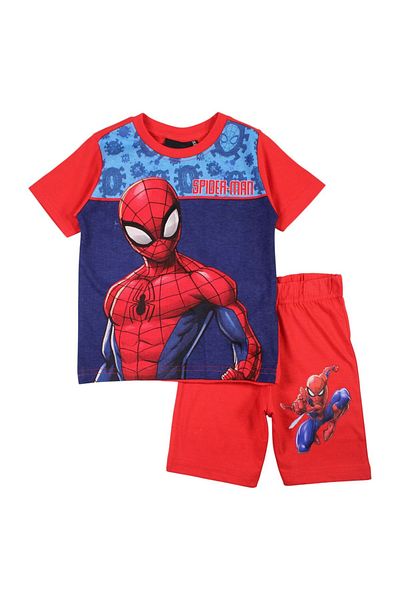 SPIDERMAN Children's short-sleeved pajamas, 100% cotton, multicolor, Happy, Spiderman