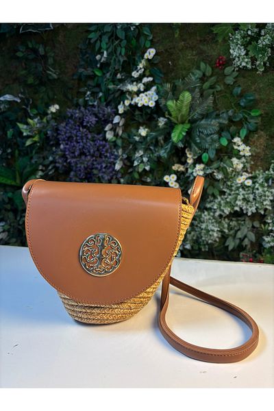 MaVaux Lara Leather Stylish Design Αξεσουάρ Λεπτομερής ψάθινη τσάντα, Μπροστινή λεπτομερής τσάντα χιαστί, Casual Style