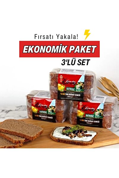 Kersendüz %100 Ekşi Mayalı Tam Buğday Ekmeği 3'lü Avantajlı Paket - 3x500g