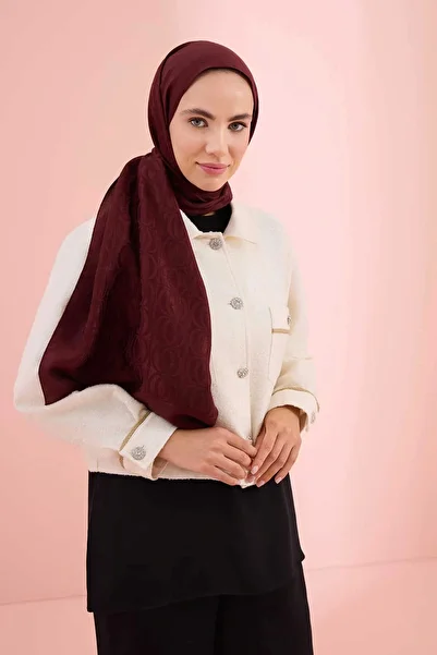 Imannoor Bambunoor Claret Red Naia Cotton Shawl 251-3027-023