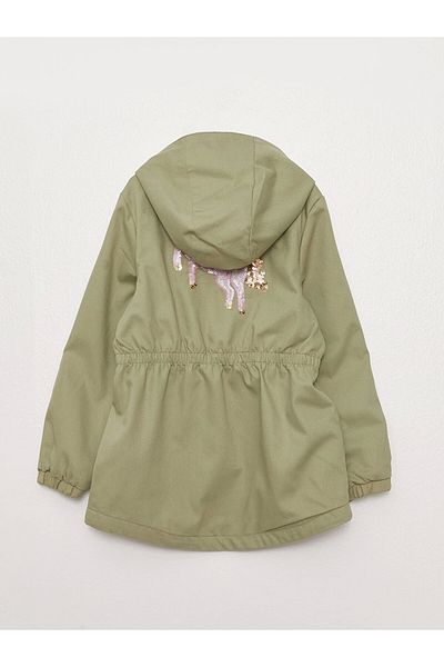 LC Waikiki Детска зелена парка с качулка и бродерия LCW Kids