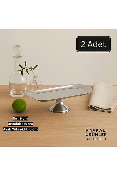 Fiyakalı Ürünler Atölyesi 9X18 cm Footed Boat Presentation Plate, Snack Plate, Breakfast Plate, Presentation Plate, Cosmetic, Jewelry Plate