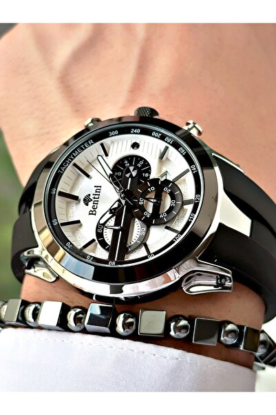 Bentini Erkek Kol Saati – Çok Fonksiyonlu, Su Geçirmez, Silikon Kordon, 2 Yıl Garantili Bileklik Hediyeli