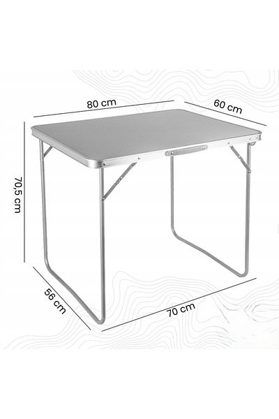 zola Masuta turistica pliabila, sarcina maxima suportata 20kg, cadru aluminiu, MDF, 80x60x70 cm,alb