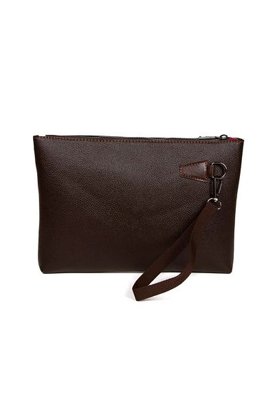 Newish Polo Leather Hand Strap File Briefcase Daily Portfolio & Clutch Bag - Brown