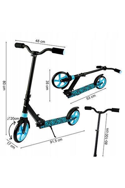 zola Folding scooter for children, steel frame, adjustable handlebar, 20 cm wheels, rear brake, 97 x 37 x 105 cm