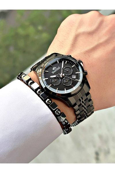 Bentini Men's Wristwatch – Multifunctional, Waterproof, Steel Band, 2 Years Warranty + Bracelet Gift