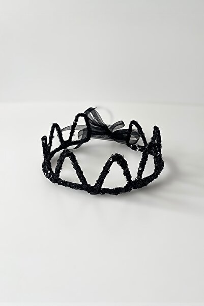 COOLMINIES Yuvarlak Siyah Pul Payetli Kız Çocuk Kraliçe Taç