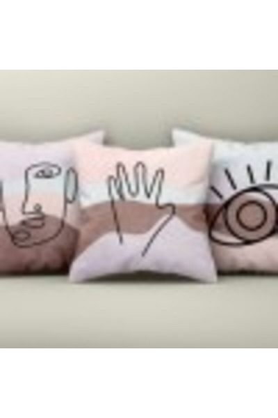 Lenjerii Deosebite Set of 3 Decorative Pillow Covers 43x43cm, Abstract Pastel Design