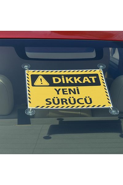 Ithink Yellow Black Color Attention New Driver Written Car Glass Auto Accessory with Hanger Suction Cup