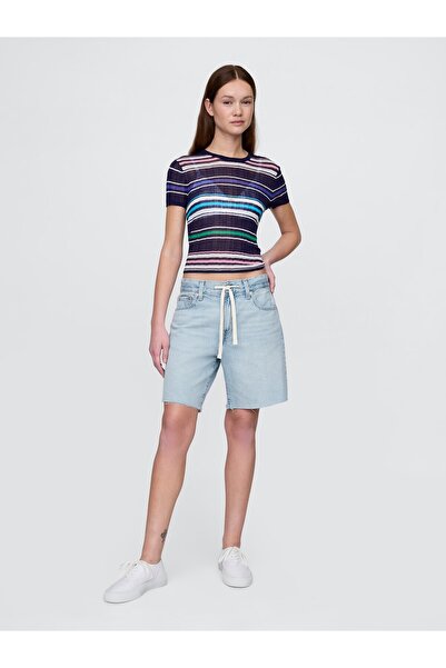 GAP Kadın Denim Mavi 8" Mid Rise '90s Loose Denim Bermuda Şortlar